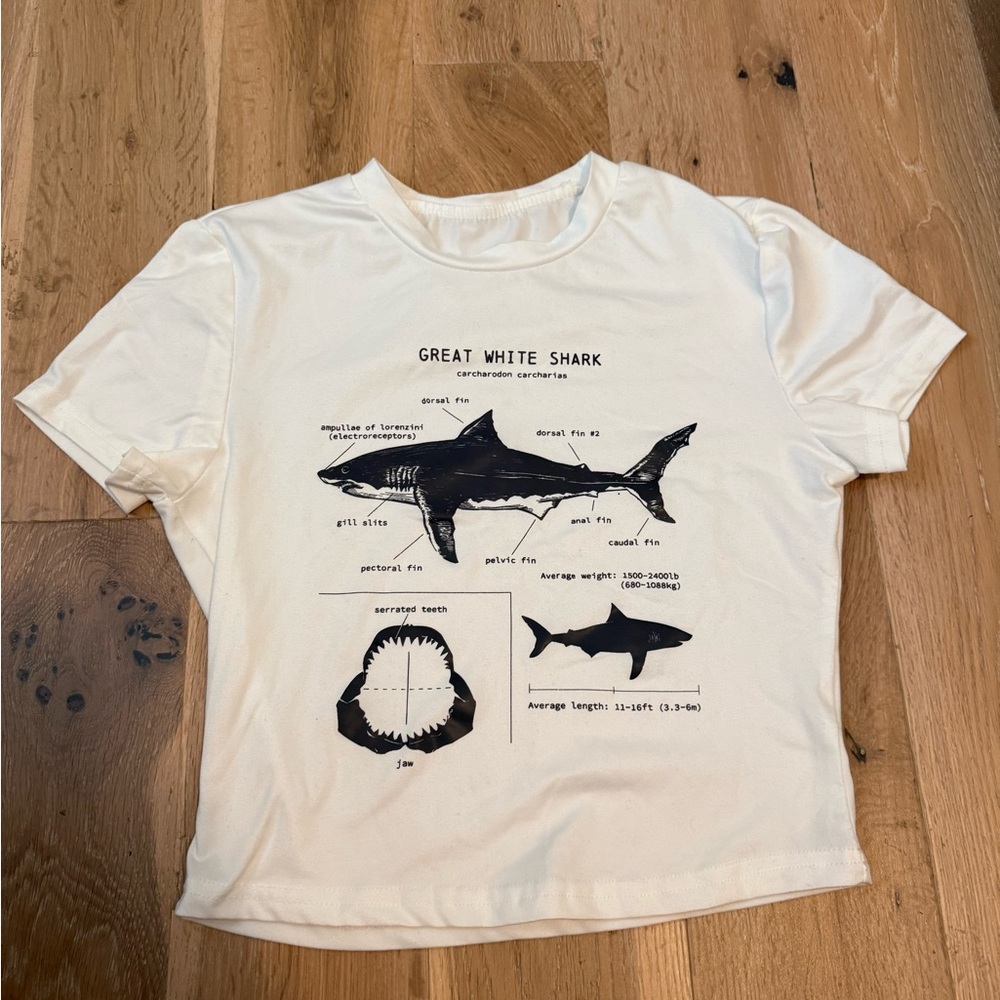 SHEIN White Graphic Crop T-Shirt